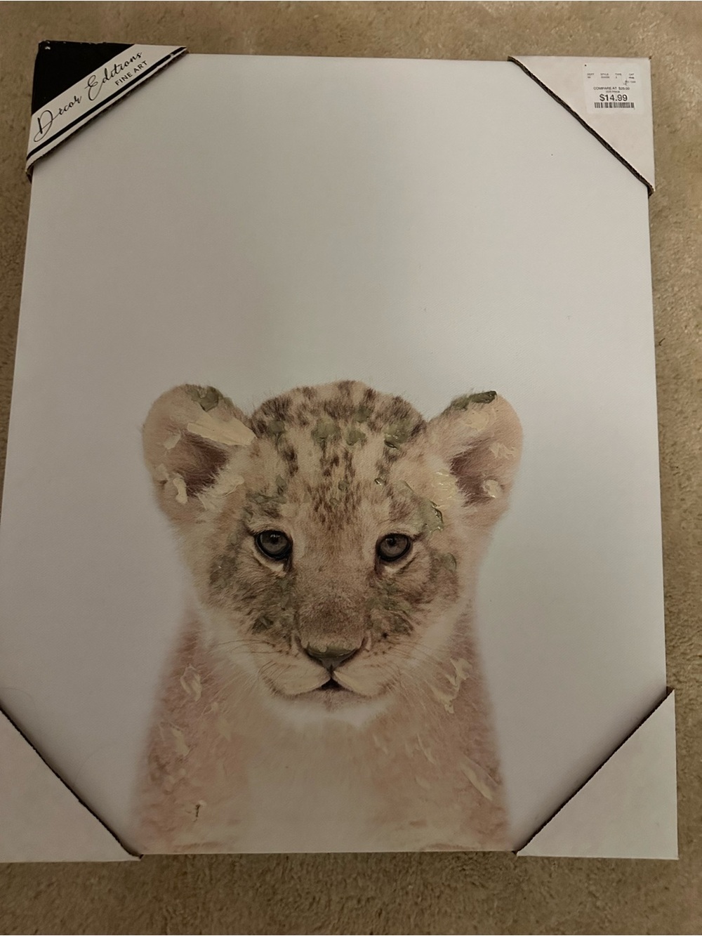 Neutral Lion Cub Wall Art Print
